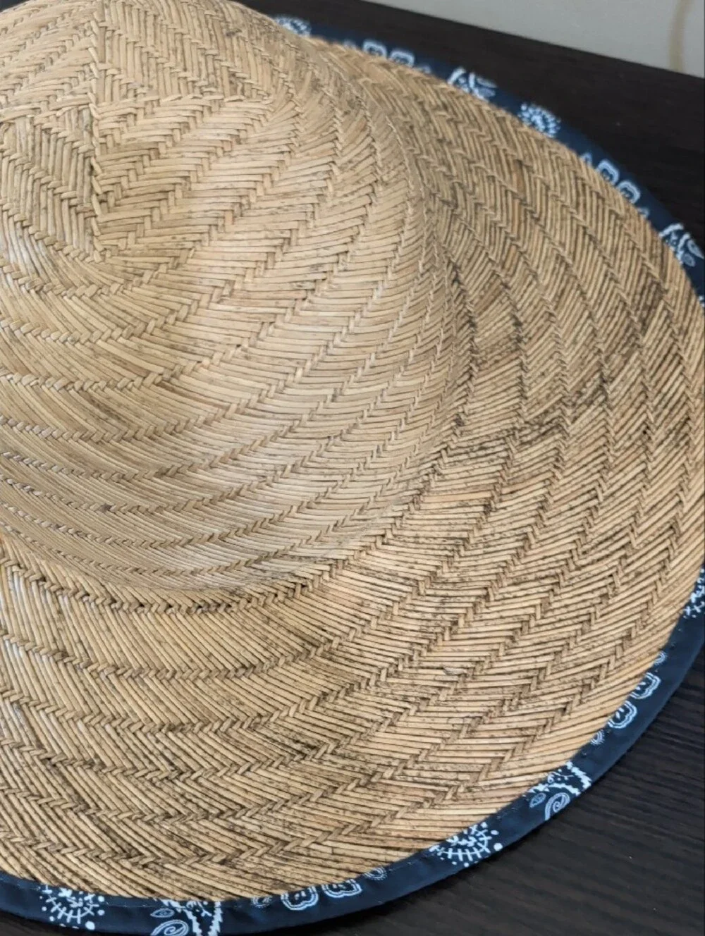 Infinity Headwear UPF 50+ Wide-Brim Straw Sun Hat with Navy Trim